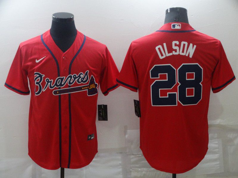 Men Atlanta Braves #28 Olson Red Game Nike 2022 MLB Jerseys->texas rangers->MLB Jersey